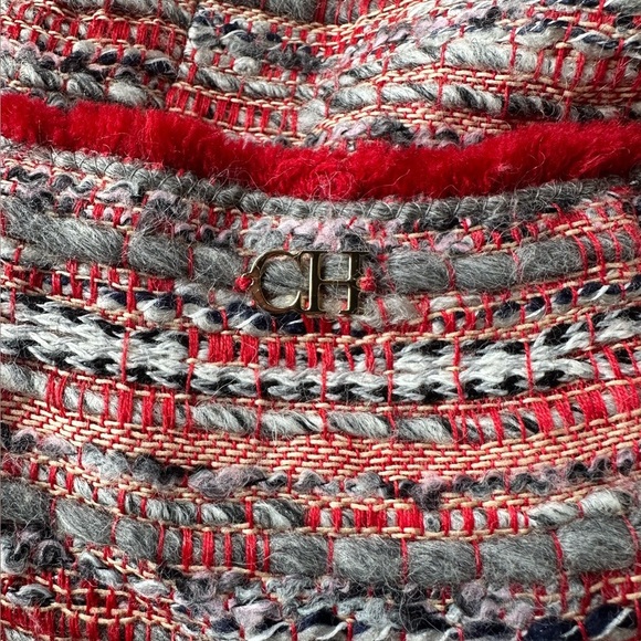 Carolina Herrera Red Tweed Collarless Jacket 
Size 2 EUC! - Picture 7 of 9